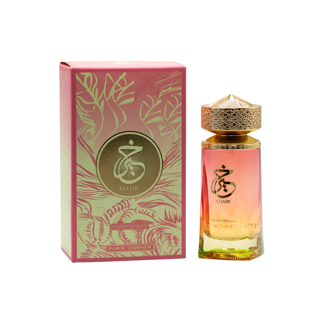 Perfume con su envoltorio Paris Corner Khair Peach Delulu Eau de Parfum 100ml Mujer Luxury Essence