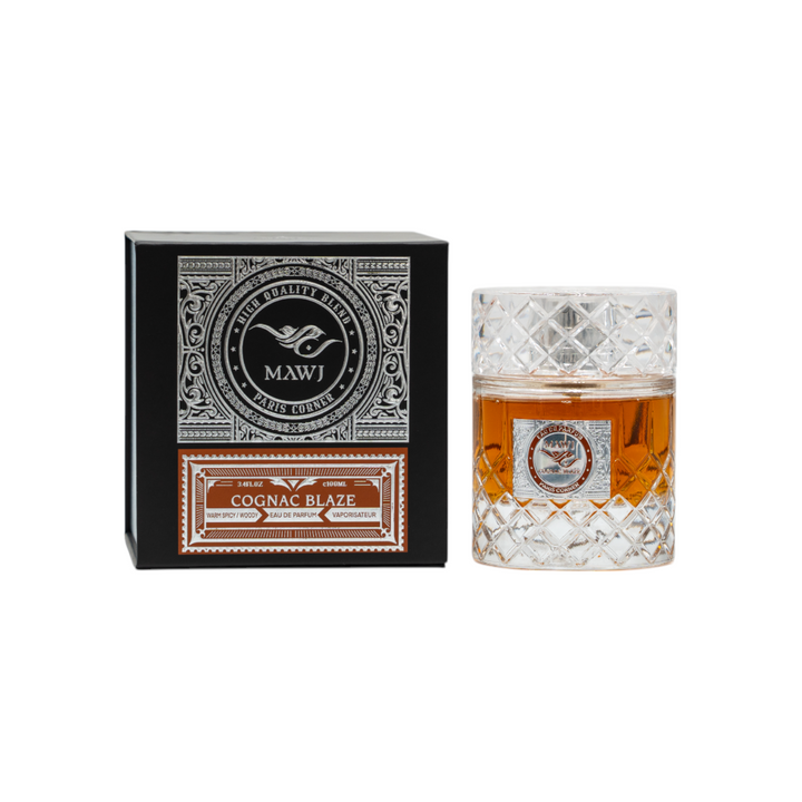 Perfume con su envoltorio Paris Corner Mawj Cognac Blaze Eau de Parfum 100ml Unisex Luxury Essence