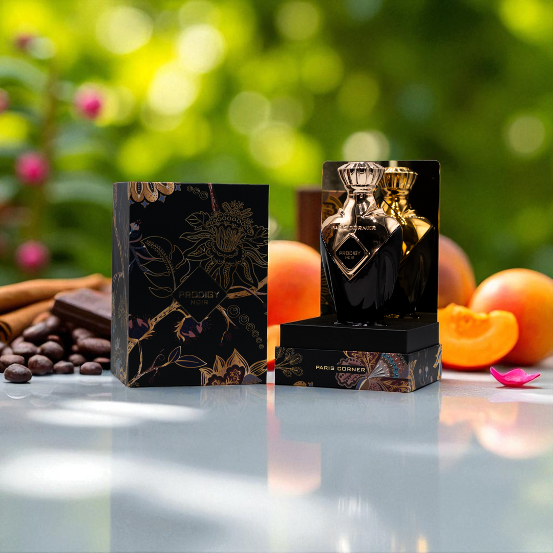 Perfume Arabe Luxury Essence con sus siguientes ingredientes y notas Bergamota, Especias Cálidas, Albaricoque, Rosa, Caramelo, Chocolate, Haba Tonka, Vainilla, Cachemira, Cedro, Ámbar, Almizcle